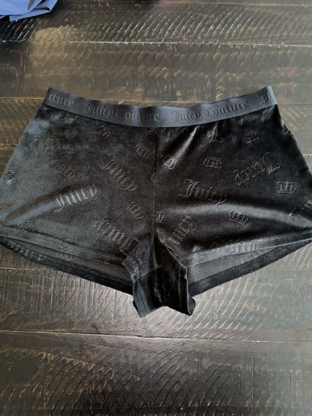 Juicy Couture Shorts Womens Black Velour Pajama Sleepwear Loungewear Large